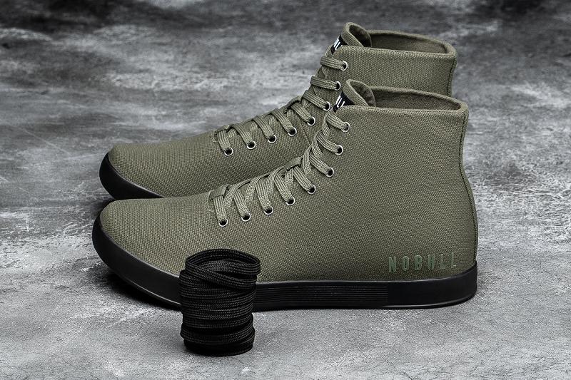 Men's Nobull High-Top Ivy Canvas Trainers Olive | SG D2338F